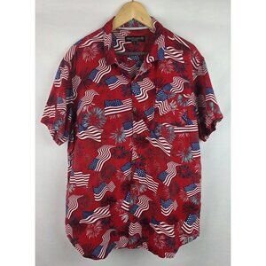 Free Planet Men's Shirt Size XL Red Patriotic USA America Button Down Top Merica